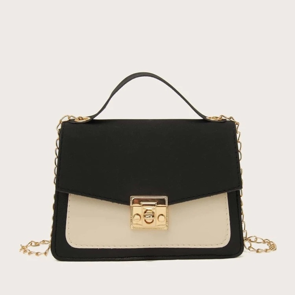 Mini Turnlock Colorblock Flap Chain Bag